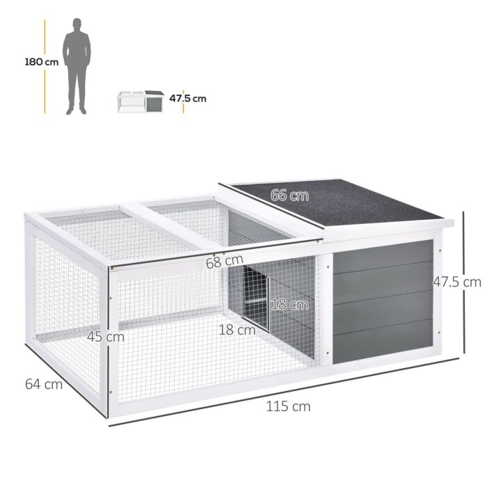 Pawhut Wooden Rabbit Hutch Small Animal Cage Pet Run Cover, With Uv-resistant Asphalt Roof And Water-repellent Paint