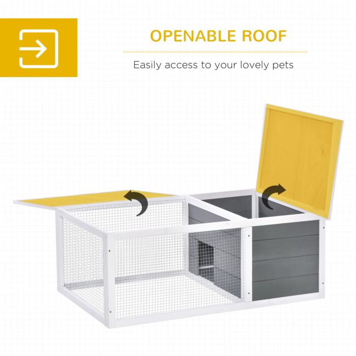 Pawhut Wooden Rabbit Hutch Small Animal Cage Pet Run Cover, With Uv-resistant Asphalt Roof And Water-repellent Paint