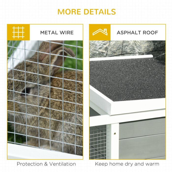 Pawhut Wooden Rabbit Hutch Small Animal Cage Pet Run Cover, With Uv-resistant Asphalt Roof And Water-repellent Paint
