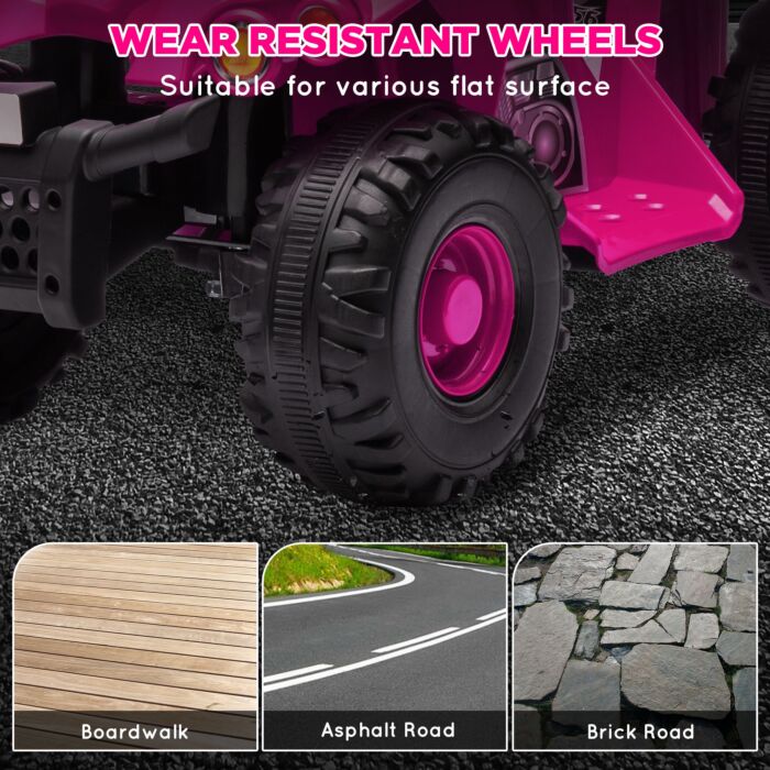 Aiyaplay 6v Kids Electric Quad Bike W/ Music, Forward Function, For 2-6 Years, Pink