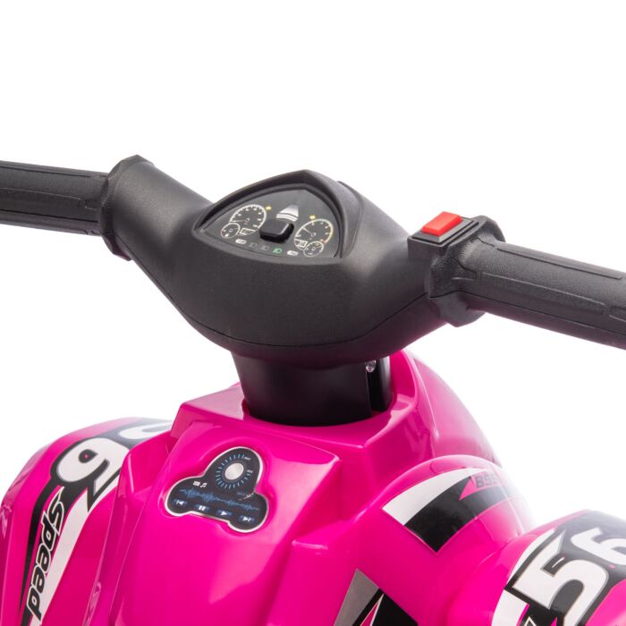 Aiyaplay 6v Kids Electric Quad Bike W/ Music, Forward Function, For 2-6 Years, Pink