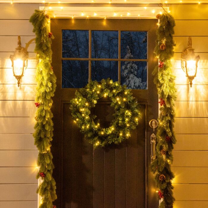 Homcom Christmas Wreath Decoration, 50 Led Lights