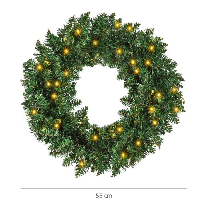 Homcom Christmas Wreath Decoration, 50 Led Lights