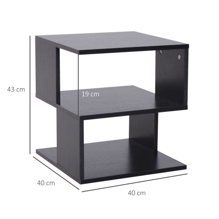Homcom Modern Square 2 Tier Wood Coffee Side Table Storage Shelf Rack Living Room Black