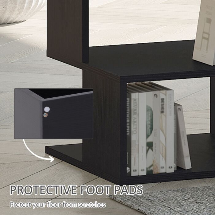 Homcom Modern Square 2 Tier Wood Coffee Side Table Storage Shelf Rack Living Room Black