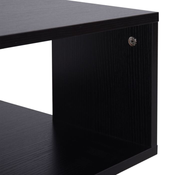 Homcom Modern Square 2 Tier Wood Coffee Side Table Storage Shelf Rack Living Room Black