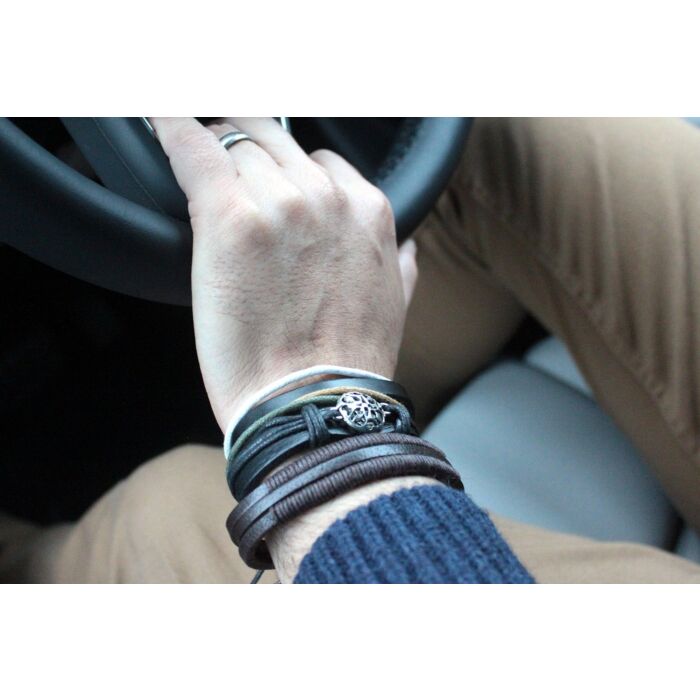 Mens Bracelet Sets - Metal & Leather - Assorted