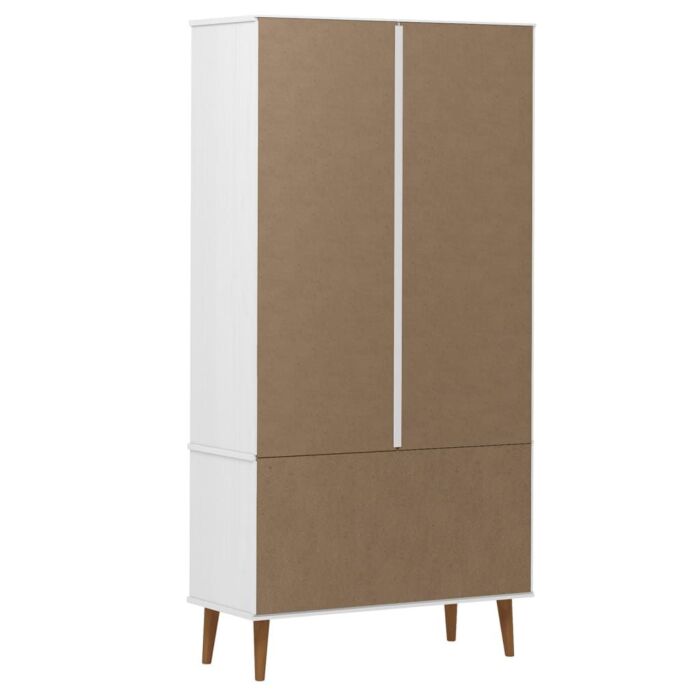 Vidaxl Vitrine Cabinet Molde White 90x35x175 Cm Solid Wood Pine