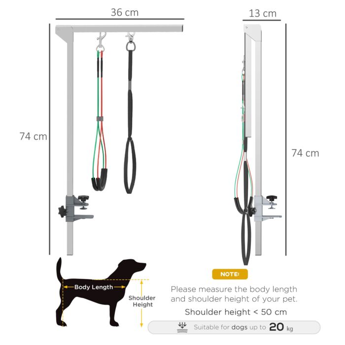 Pawhut Foldable Pet Grooming Arm With Clamp, 29" Height Adjustable Dog Grooming Holder For Table With 2 Haunch Holders, Grooming Loop For Medium Dogs