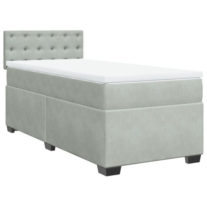 Vidaxl Box Spring Bed With Mattress Light Grey 80x200 Cm Velvet