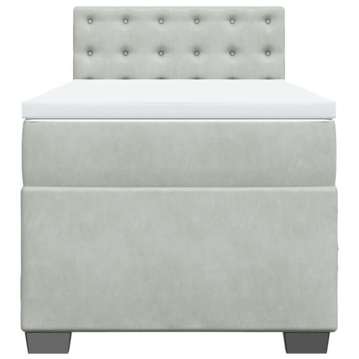 Vidaxl Box Spring Bed With Mattress Light Grey 80x200 Cm Velvet