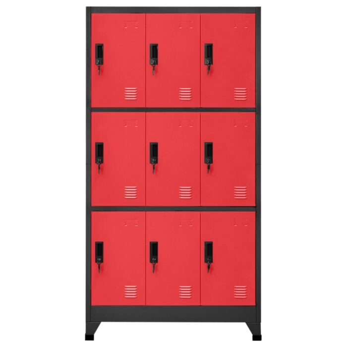 Vidaxl Locker Cabinet Anthracite And Red 90x45x180 Cm Steel
