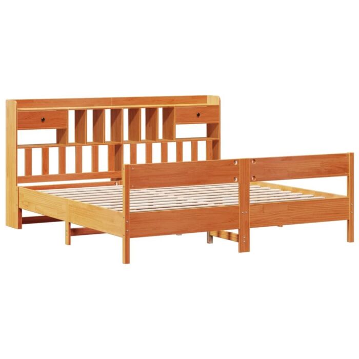 Vidaxl Bookcase Bed Without Mattress Wax Brown 180x200cm Super King Solid Wood Pine
