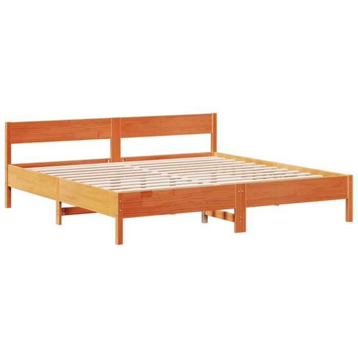 Vidaxl Bookcase Bed Without Mattress Wax Brown 180x200cm Super King Solid Wood Pine