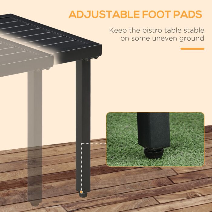 Outsunny Garden Side Table End Table Patio Coffee Table With Umbrella Hole, Steel Frame For Balcony, Black