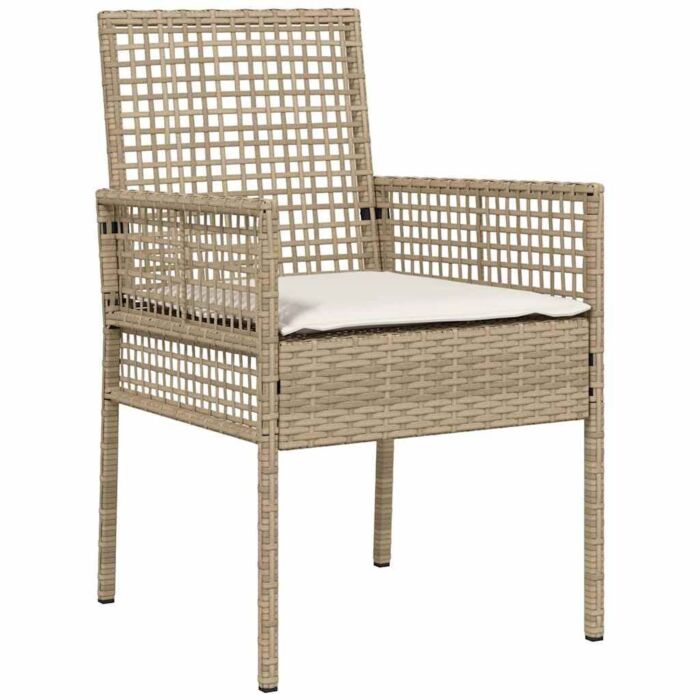 Vidaxl 5 Piece Garden Dining Set With Cushions Beige Poly Rattan