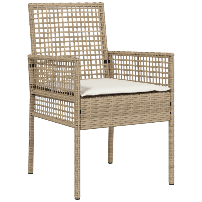 Vidaxl 5 Piece Garden Dining Set With Cushions Beige Poly Rattan
