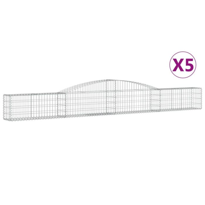 Vidaxl Arched Gabion Baskets 5 Pcs 400x30x40/60 Cm Galvanised Iron