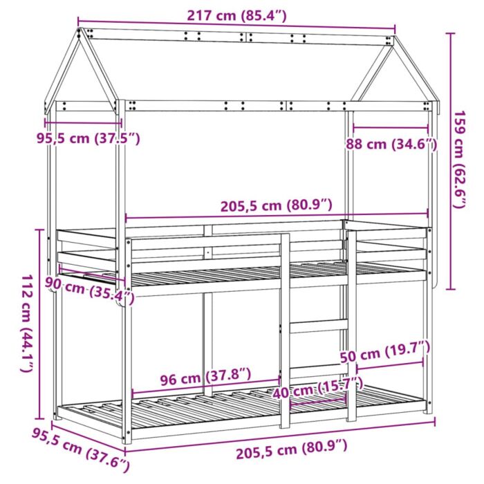 Vidaxl Bunk Bed Without Mattress White 90x200 Cm Solid Wood Pine