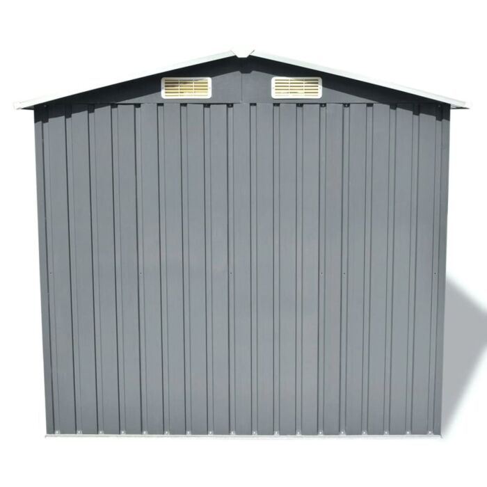 Vidaxl Garden Storage Shed Grey Metal 204x132x186 Cm