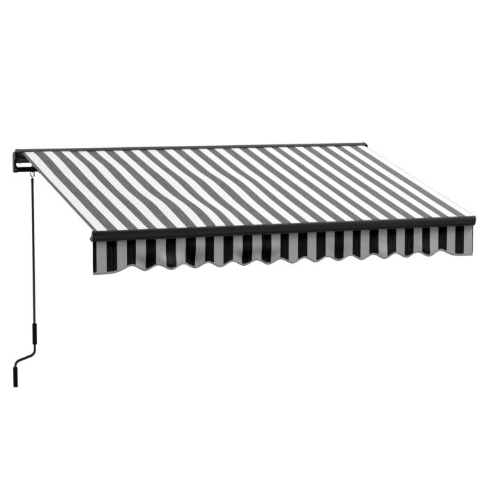 Outsunny 3 X 2m Aluminium Frame Electric Awning, Retractable Awning Sun Canopies For Patio Door Window, Grey And White