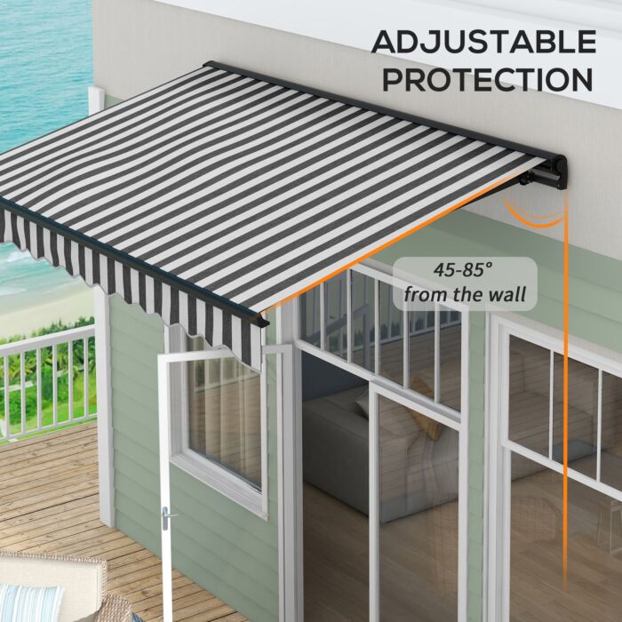 Outsunny 3 X 2m Aluminium Frame Electric Awning, Retractable Awning Sun Canopies For Patio Door Window, Grey And White