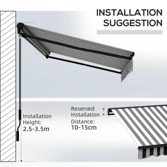 Outsunny 3 X 2m Aluminium Frame Electric Awning, Retractable Awning Sun Canopies For Patio Door Window, Grey And White