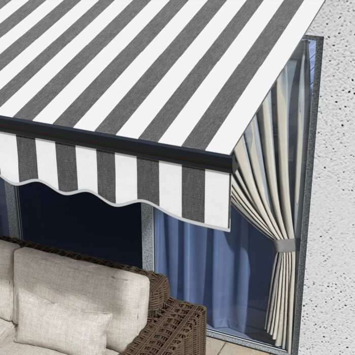Outsunny 3 X 2m Aluminium Frame Electric Awning, Retractable Awning Sun Canopies For Patio Door Window, Grey And White