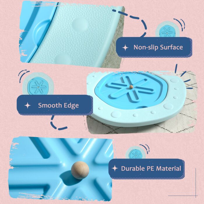 Zonekiz Two-in-one Balance Board, Kids Wobble Board With Ball - Blue