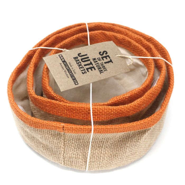 Set Of 3 Natural Jute Baskets - Turmeric