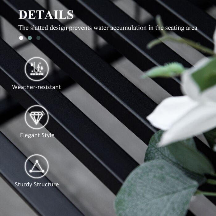 Outsunny Garden Metal Arch Arbour With Bench Love Seat Chair Outdoor Patio Rose Trellis Pergola Climbing Plant Archway Tubular - 154l X 60w X 205hcm