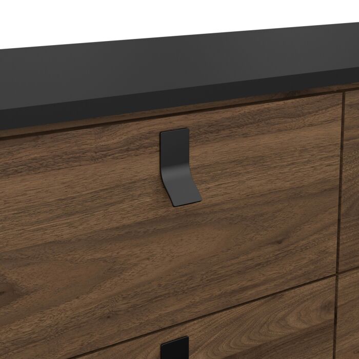 Ry Double Chest Of Drawers 6 Drawers In Matt Black Walnut