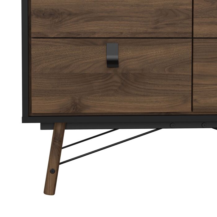 Ry Double Chest Of Drawers 6 Drawers In Matt Black Walnut