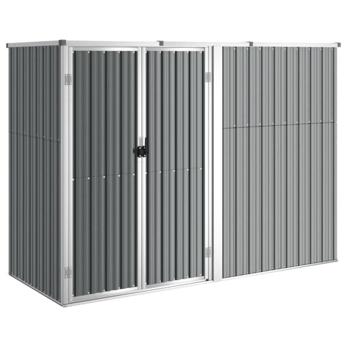 Vidaxl Garden Tool Shed Grey 225x89x161 Cm Galvanised Steel