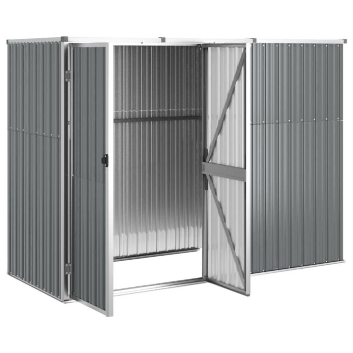 Vidaxl Garden Tool Shed Grey 225x89x161 Cm Galvanised Steel