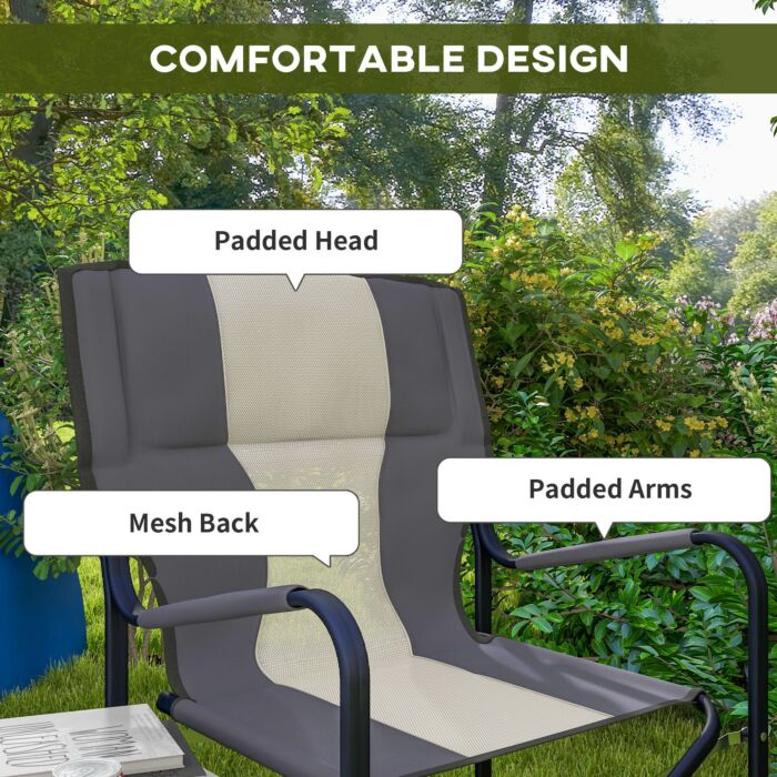 Outsunny Aluminium Directors Chair, Folding Camping Chair For Adults With Side Table, Cup Holder, Cooler Bag And Pocket, Grey