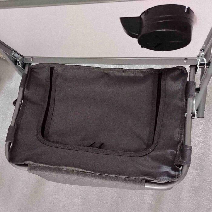 Outsunny Aluminium Directors Chair, Folding Camping Chair For Adults With Side Table, Cup Holder, Cooler Bag And Pocket, Grey