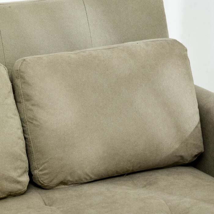 Homcom Loveseat Sofa Bed, Convertible Bed Settee With 2 Cushions, Side Pockets, Light Brown