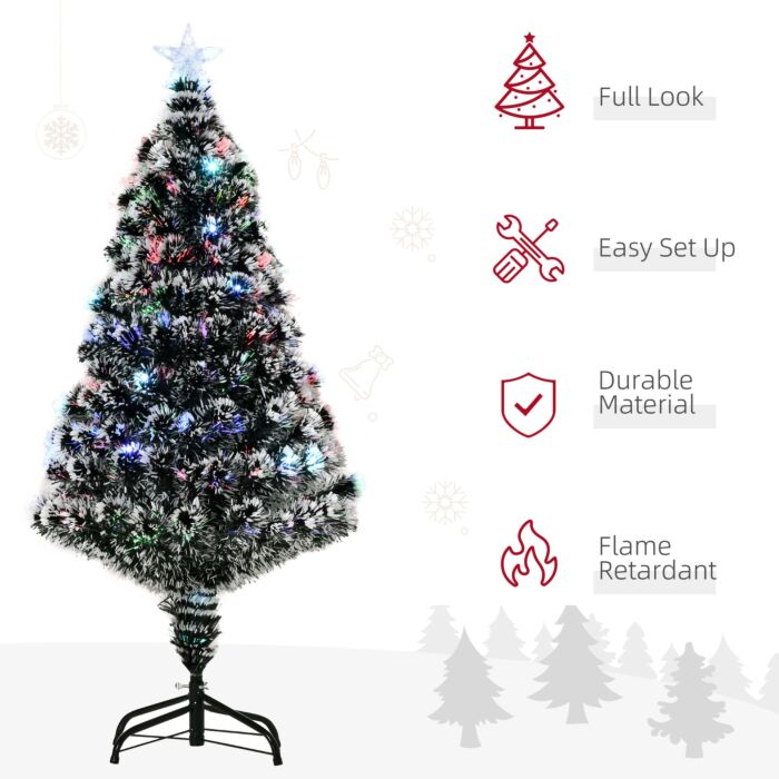 Homcom 4ft 120cm Green/white Artificial Christmas Tree W/ Prelit Led