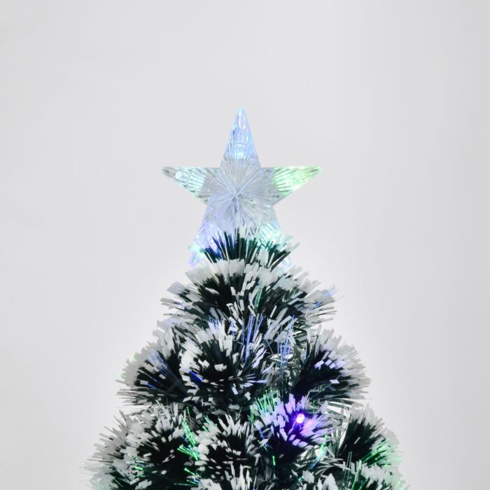 Homcom 4ft 120cm Green/white Artificial Christmas Tree W/ Prelit Led