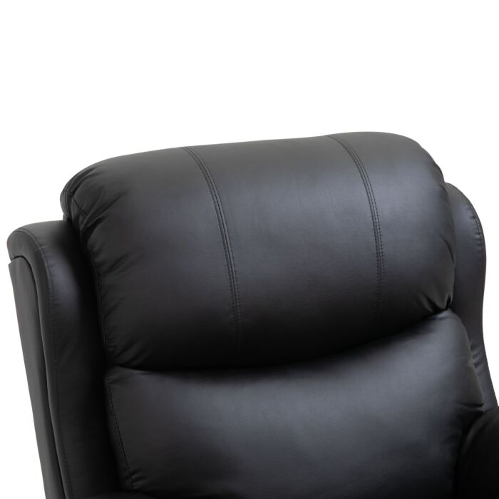 Homcom Pu Leather Reclining Chair With 8 Massage Points And Heat, Manual Recliner With Swivel Base, Footrest And Remote, Black