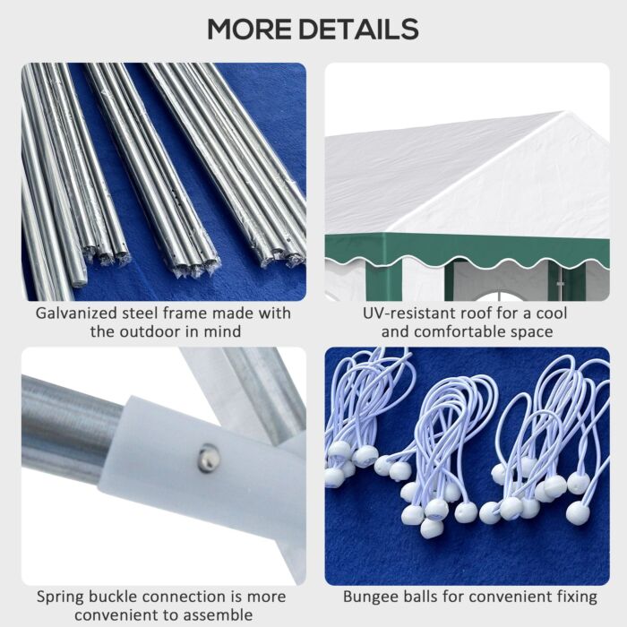 Outsunny 4 X 4m Garden Gazebo With Sides, Galvanised Marquee Party Tent With Four Windows And Double Doors