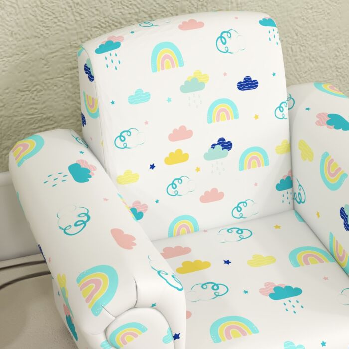 Aiyaplay 2 Piece Kids Sofa Set With Cloud Design, Wooden Frame, For 1.5-3 Years Old, White
