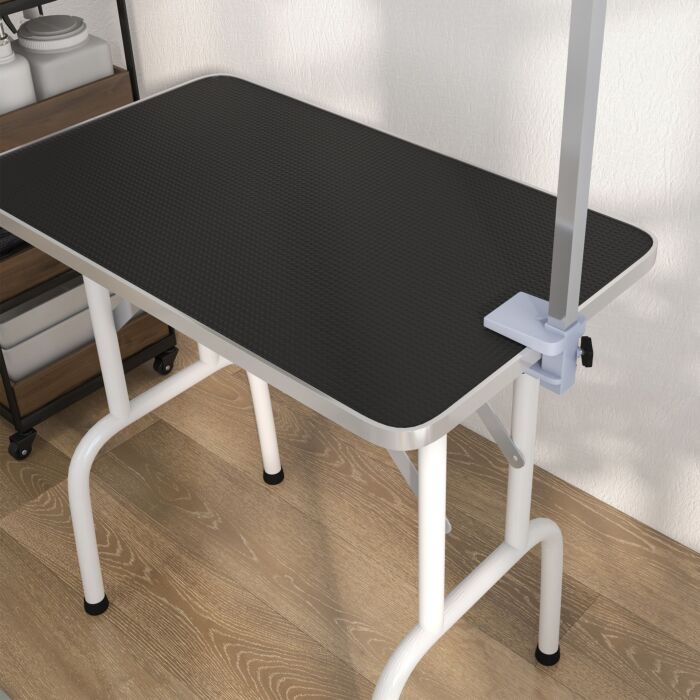 Pawhut Folding Pet Grooming Table For Small Dogs With Adjustable Grooming Arm Max Load 30 Kg, 81x48.5x80 Cm