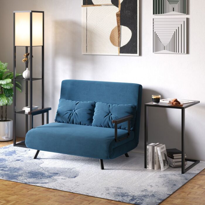 Homcom C-shaped Side Table, Sofa End Table With Metal Frame, Accent Couch Table, Brown And Black