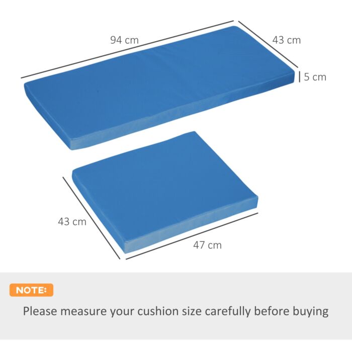 Outsunny Outdoor Seat Cushion Pads For Rattan Furniture, 3 Pcs Garden Furniture Cushions, Sky Blue