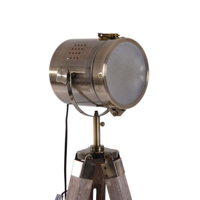 Homcom Vintage Tripod Floor Lamp Retro Industrial Photography Light Spotlight Antique Searchlight Wooden Base