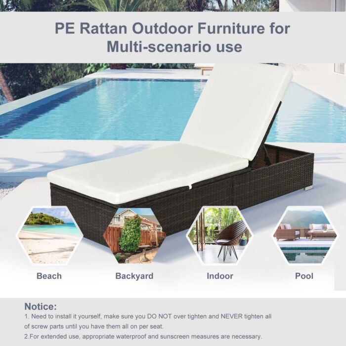 Outsunny Rattan Recliner Lounger Garden Furniture Sun Lounger Recliner Bed Chair Reclining Patio Wicker Brown