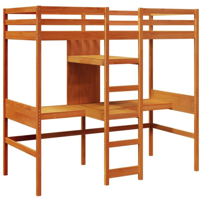 Vidaxl Loft Bed Frame Without Mattress Wax Brown 75x190cm Solid Wood Pine