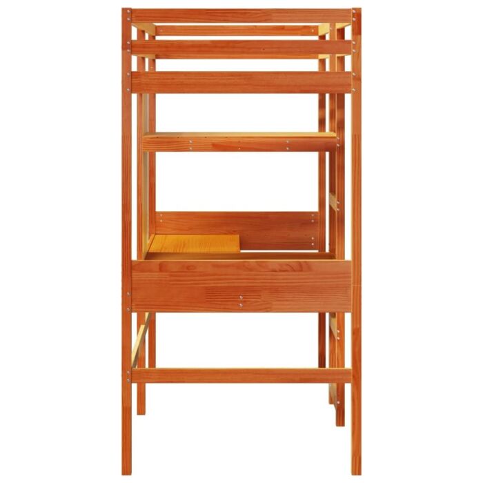 Vidaxl Loft Bed Frame Without Mattress Wax Brown 75x190cm Solid Wood Pine